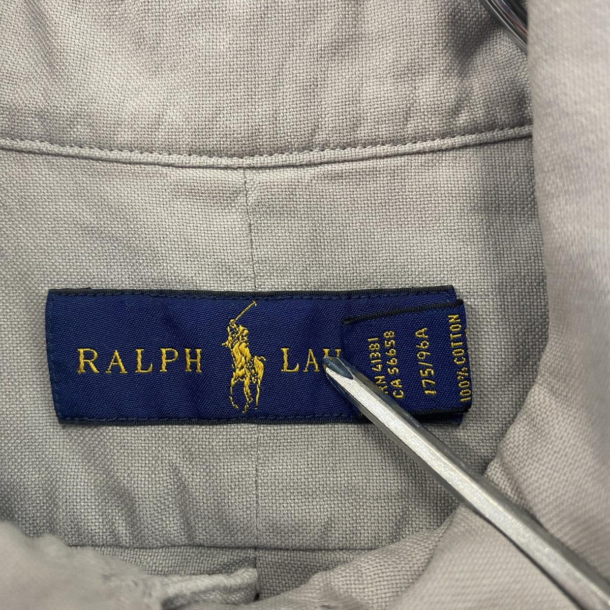 POLO RALPH LAUREN　ラルフローレン　長袖ボタンダウンシャツ　灰色　グレー　Mサイズ　古着