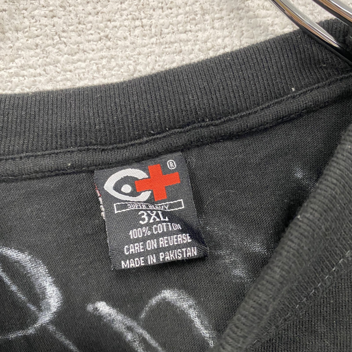 C＋　Cプラス　半袖プリントTシャツ　十字架　黒　ブラック　3XLサイズ　古着