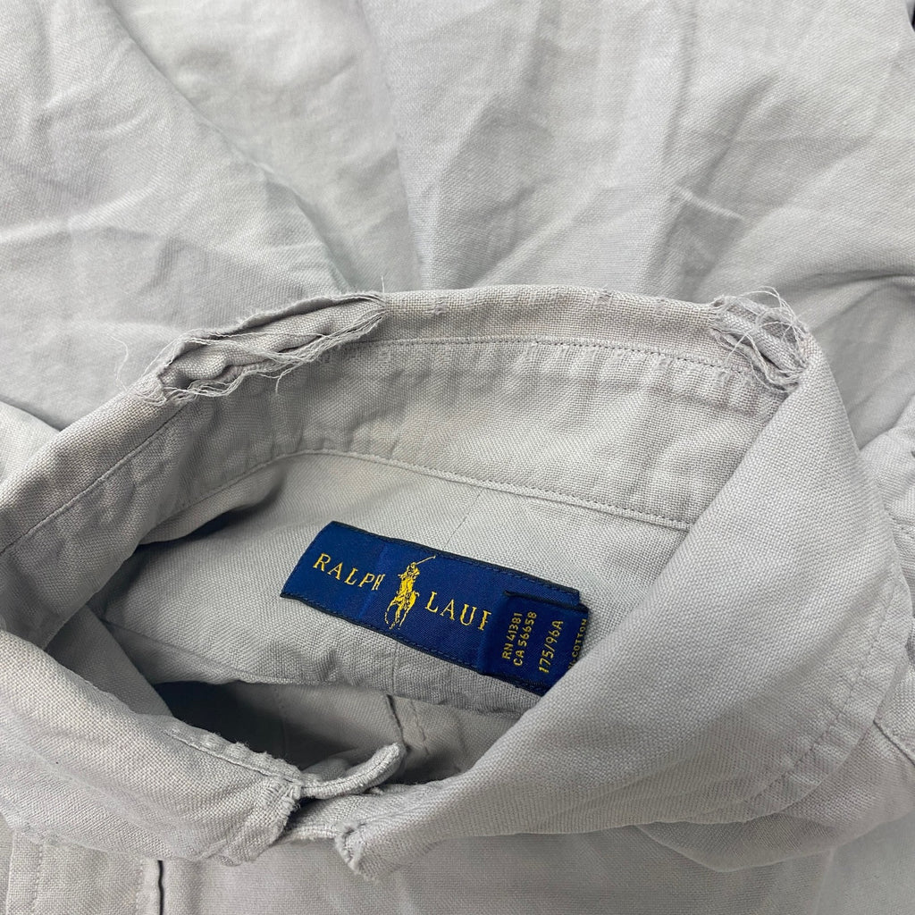 POLO RALPH LAUREN　ラルフローレン　長袖ボタンダウンシャツ　灰色　グレー　Mサイズ　古着