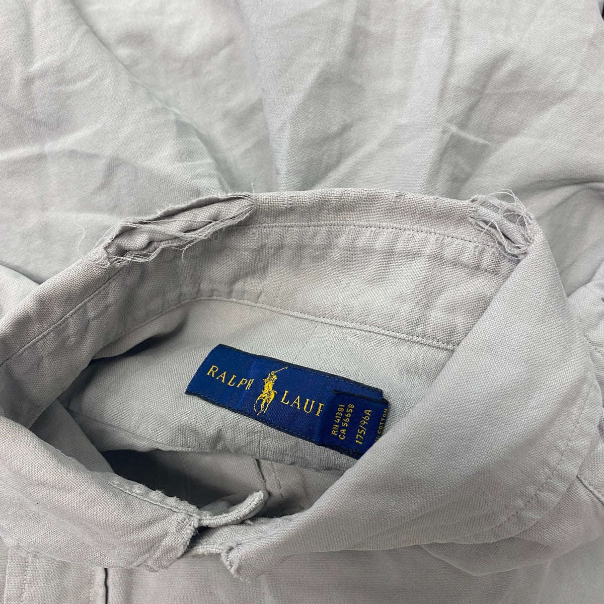 POLO RALPH LAUREN　ラルフローレン　長袖ボタンダウンシャツ　灰色　グレー　Mサイズ　古着