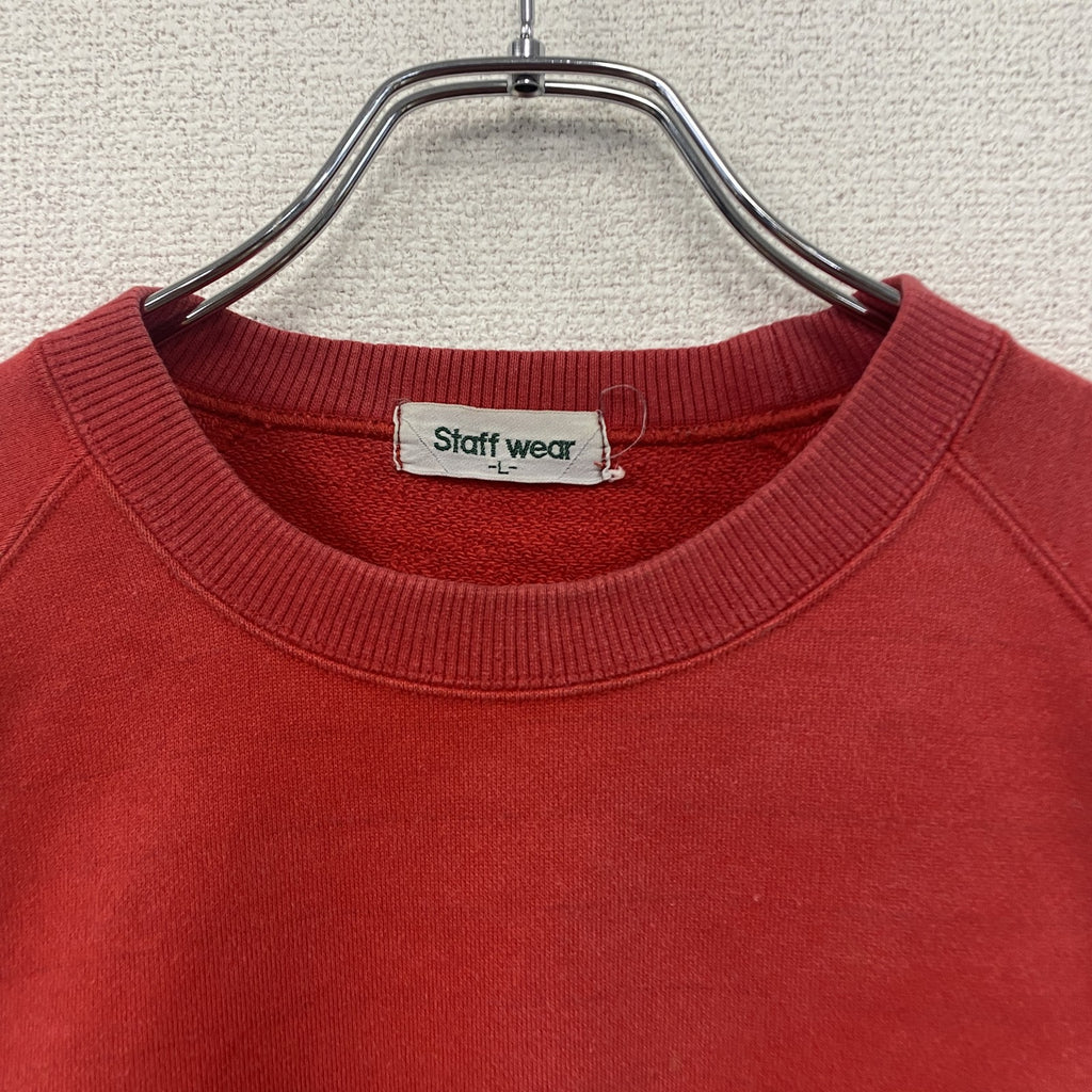 Staff wear　Team Mobil　スウェット/トレーナー　ラグランスリーブ　フェード　赤　レッド　Lサイズ　古着