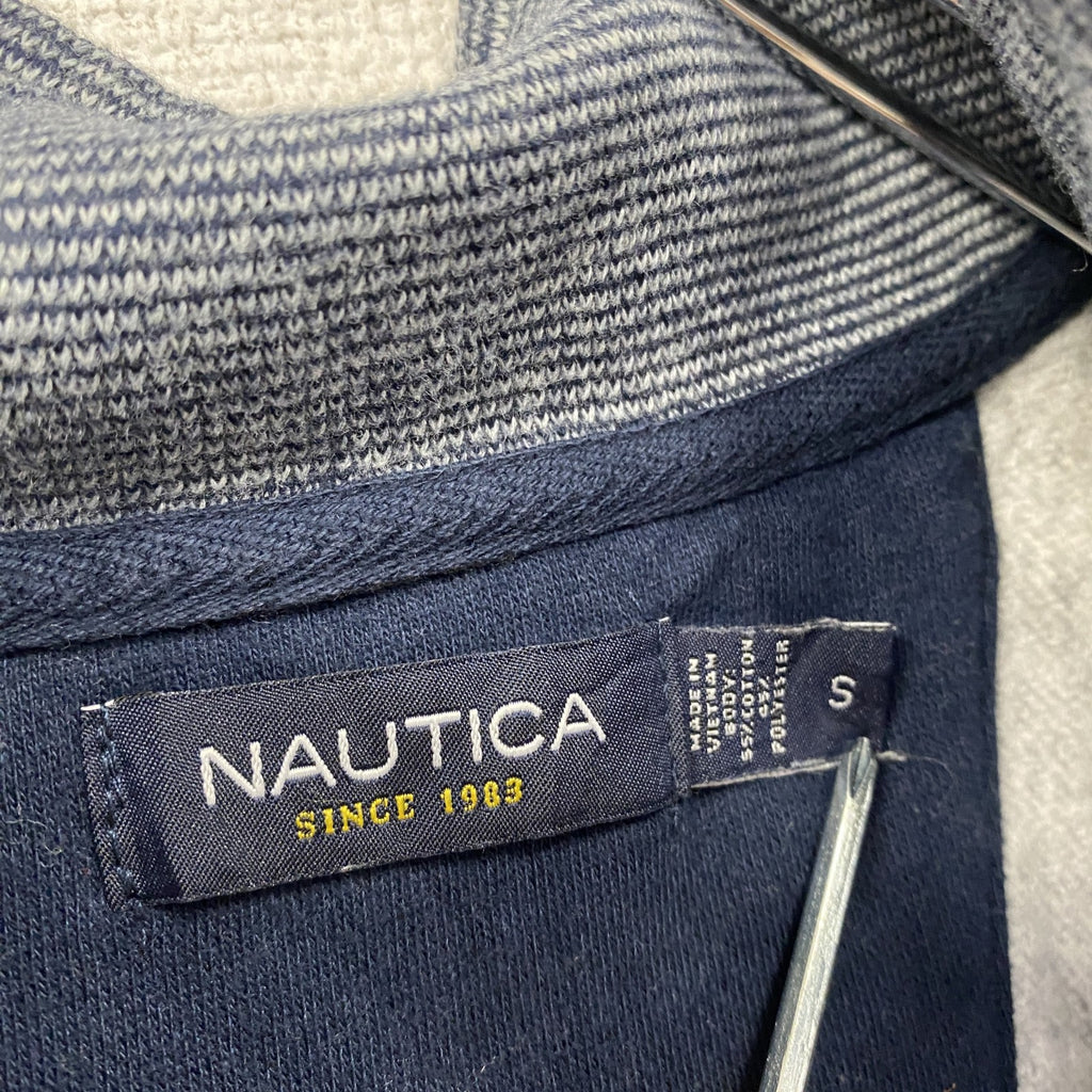 NAUTICA　ノーティカ　ハーフジップスウェット/トレーナー　比翼仕立て　灰色　グレー　Sサイズ スウェットトップス メンズ コットン 古着