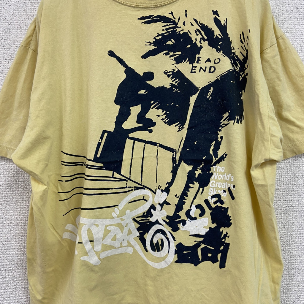 SHAMP　半袖プリントTシャツ　スケボー　スケーター　英字プリント　黄色　イエロー　Mサイズ　古着