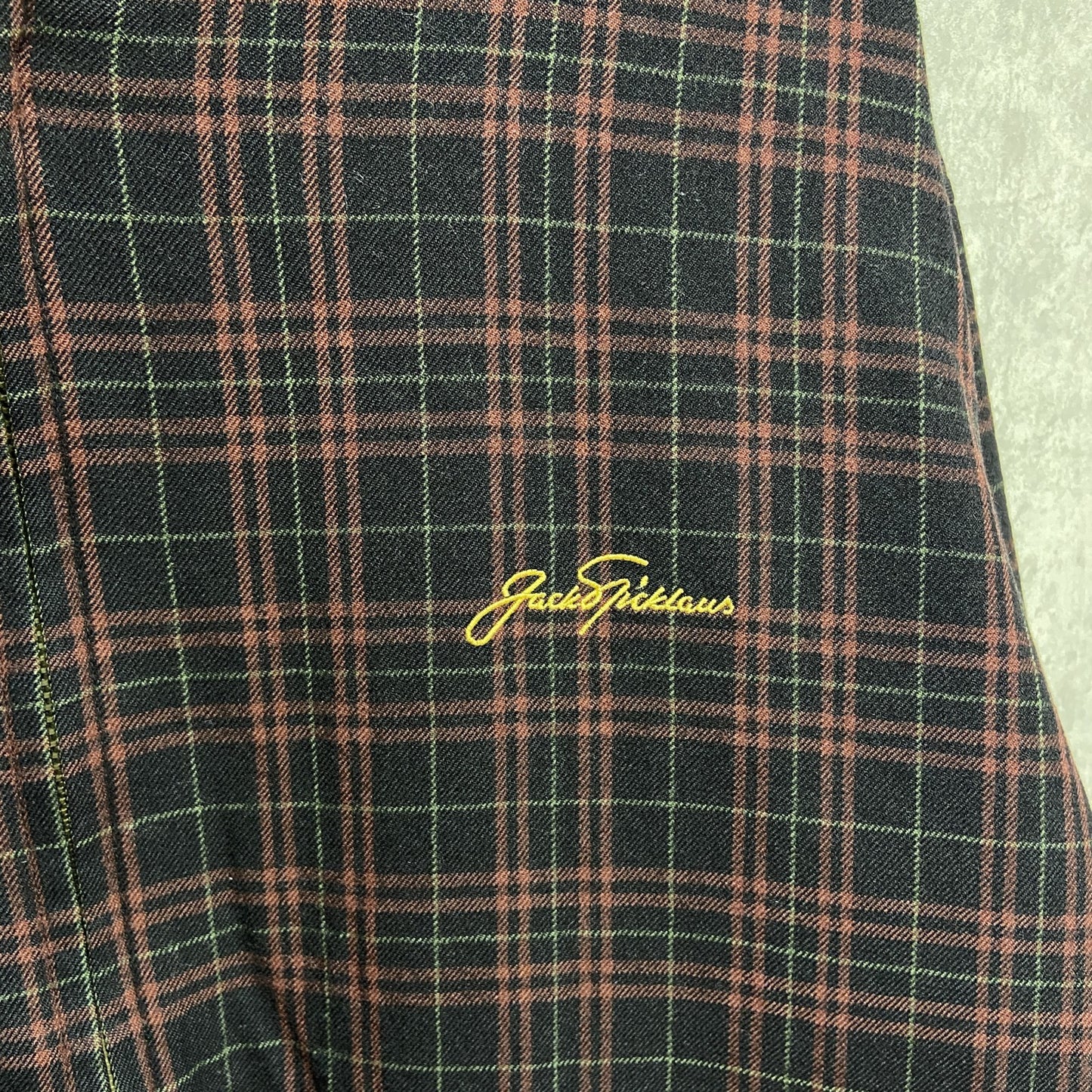 古着 used　Jack Nicklaus ジャックニクラウス　長袖フルジップブルゾン　ジャケット　チェック柄　ワンポイント刺繍