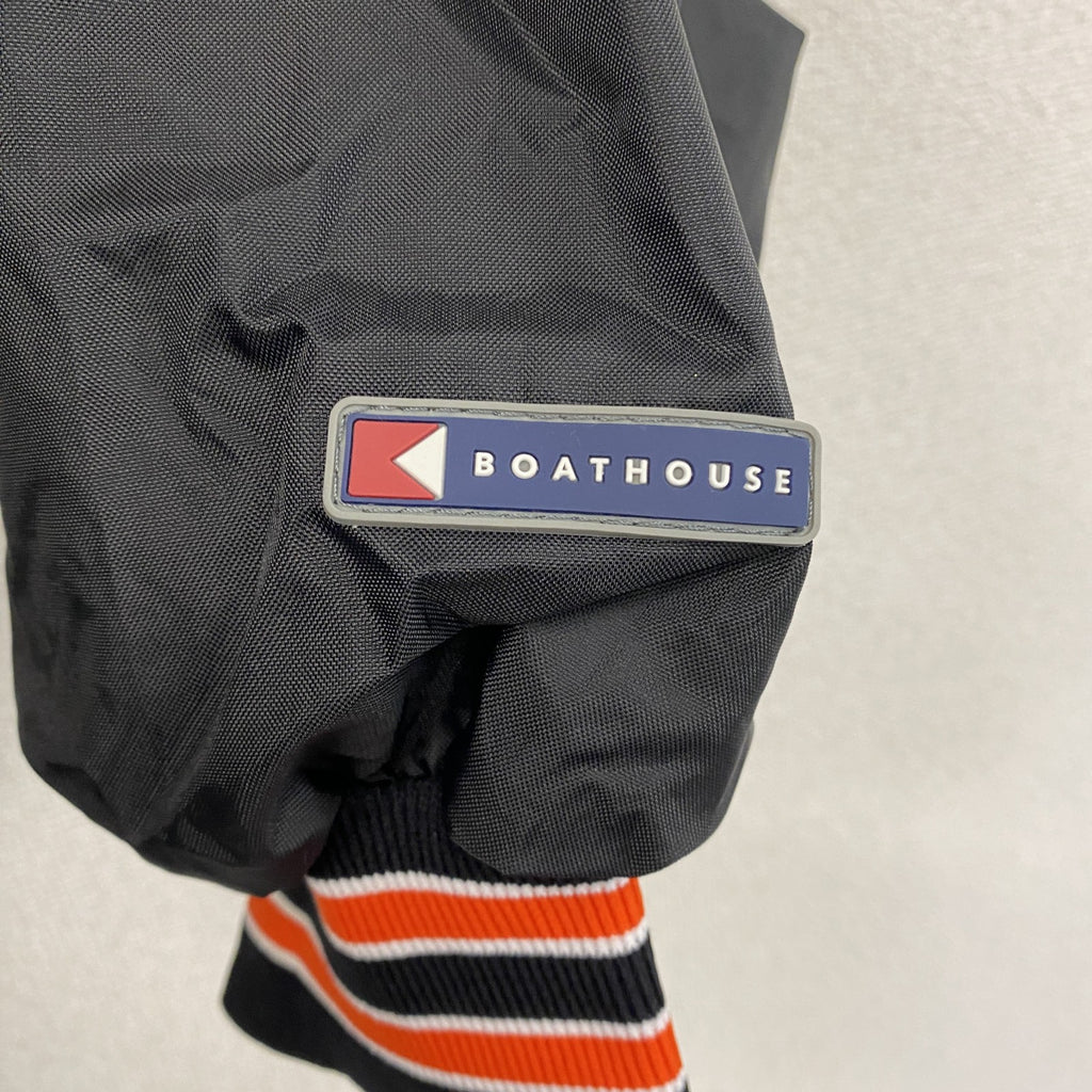 BOATHOUSE　ハーフジップナイロンプルオーバージャケット　刺繍ロゴ　黒　ブラック　XLサイズ　古着