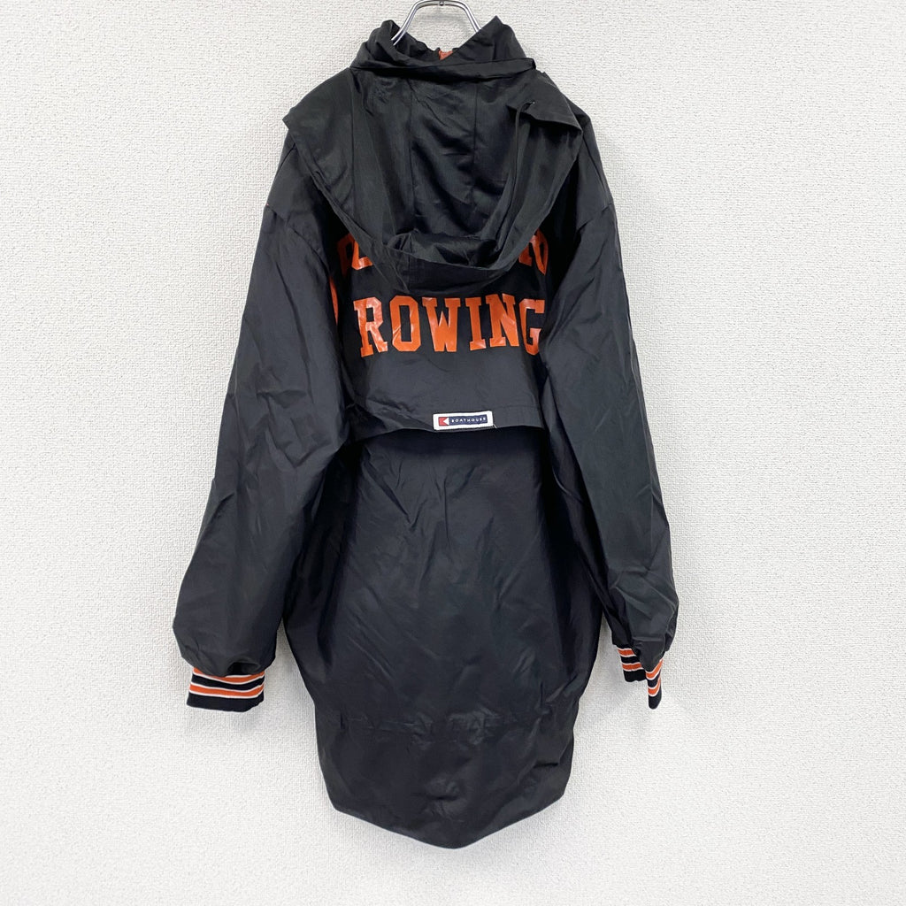 BOATHOUSE　ハーフジップナイロンプルオーバージャケット　刺繍ロゴ　黒　ブラック　XLサイズ　古着