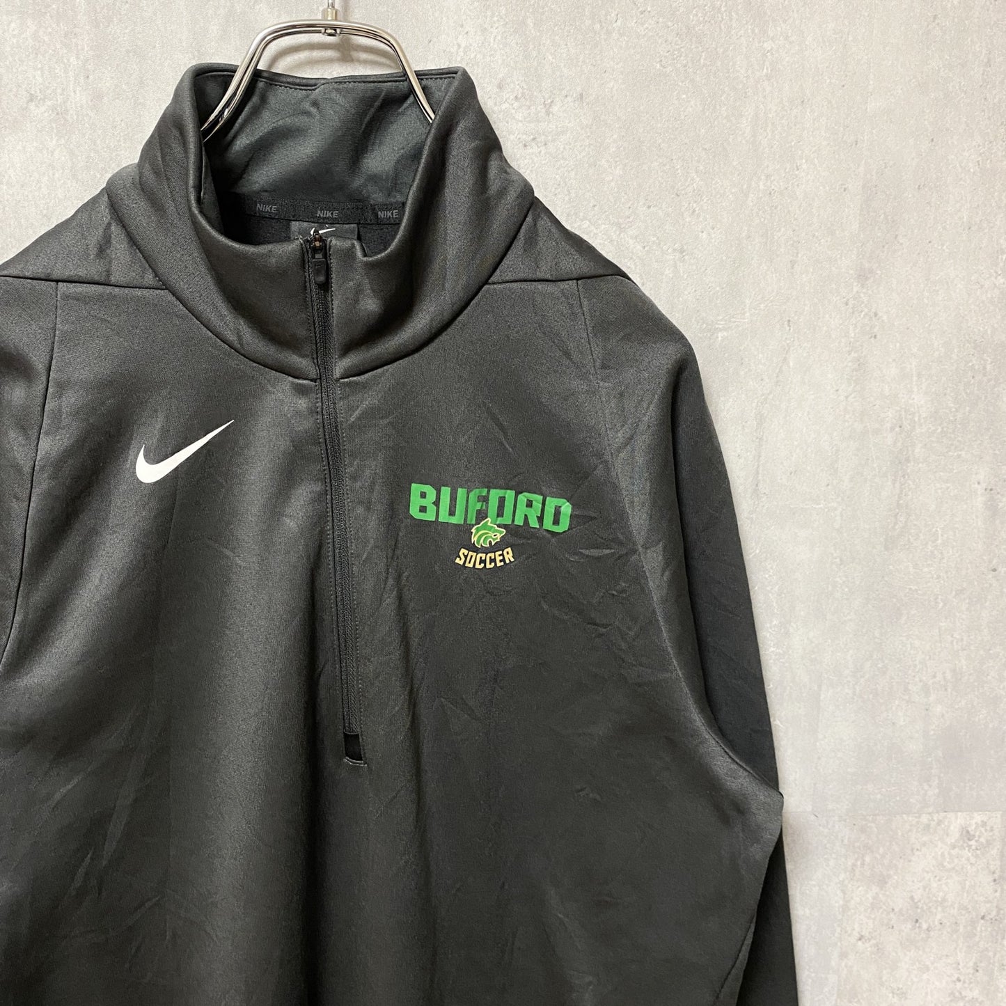 古着 used　NIKE ナイキ　DRI-FIT　長袖ハーフジップスウェット　スポーツウェア　黒　ワンポイントロゴ　Sサイズ