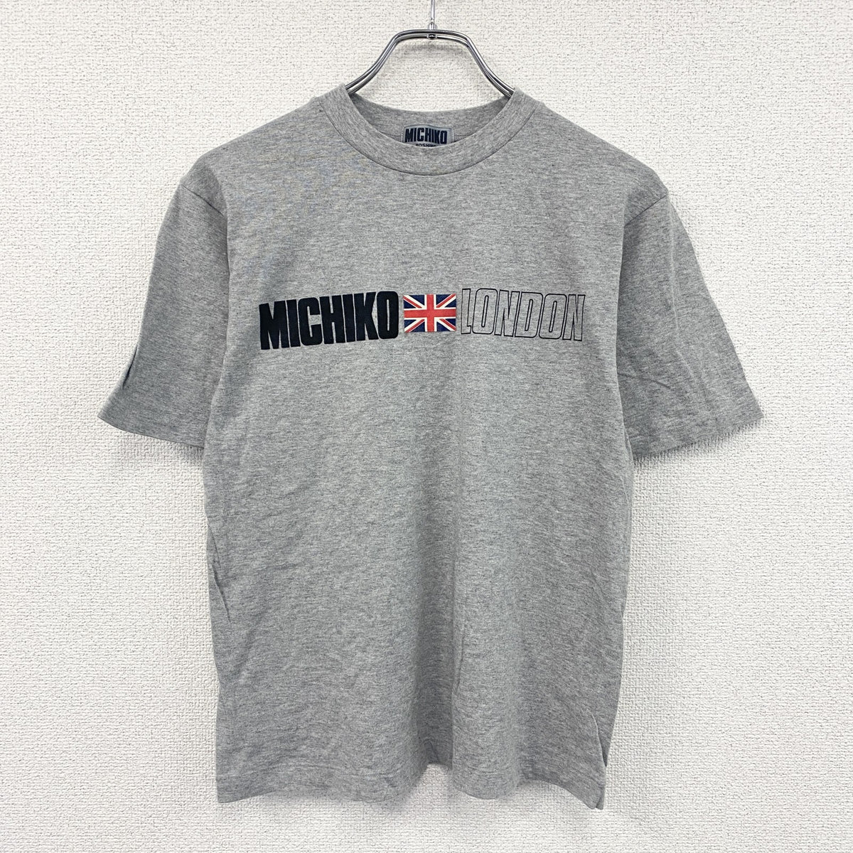 ～90s　MICHIKO LONDON 　ミチコロンドン　半袖Tシャツ　シングルステッチ　灰色　グレー　Mサイズ　　ヴィンテージ　古着