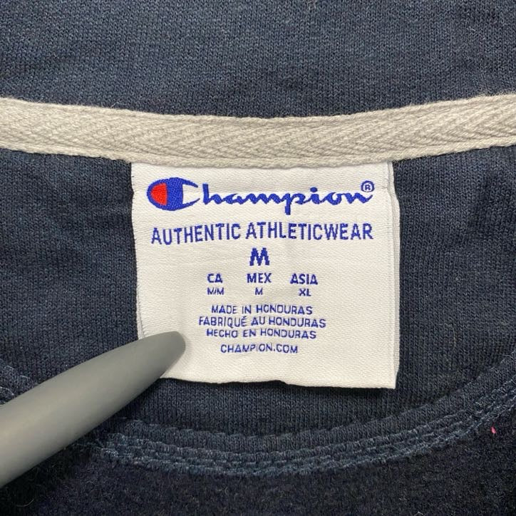 Champion　チャンピオン　ハーフジッププルオーバースウェット/トレーナー　紺　ネイビー　Mサイズ　古着