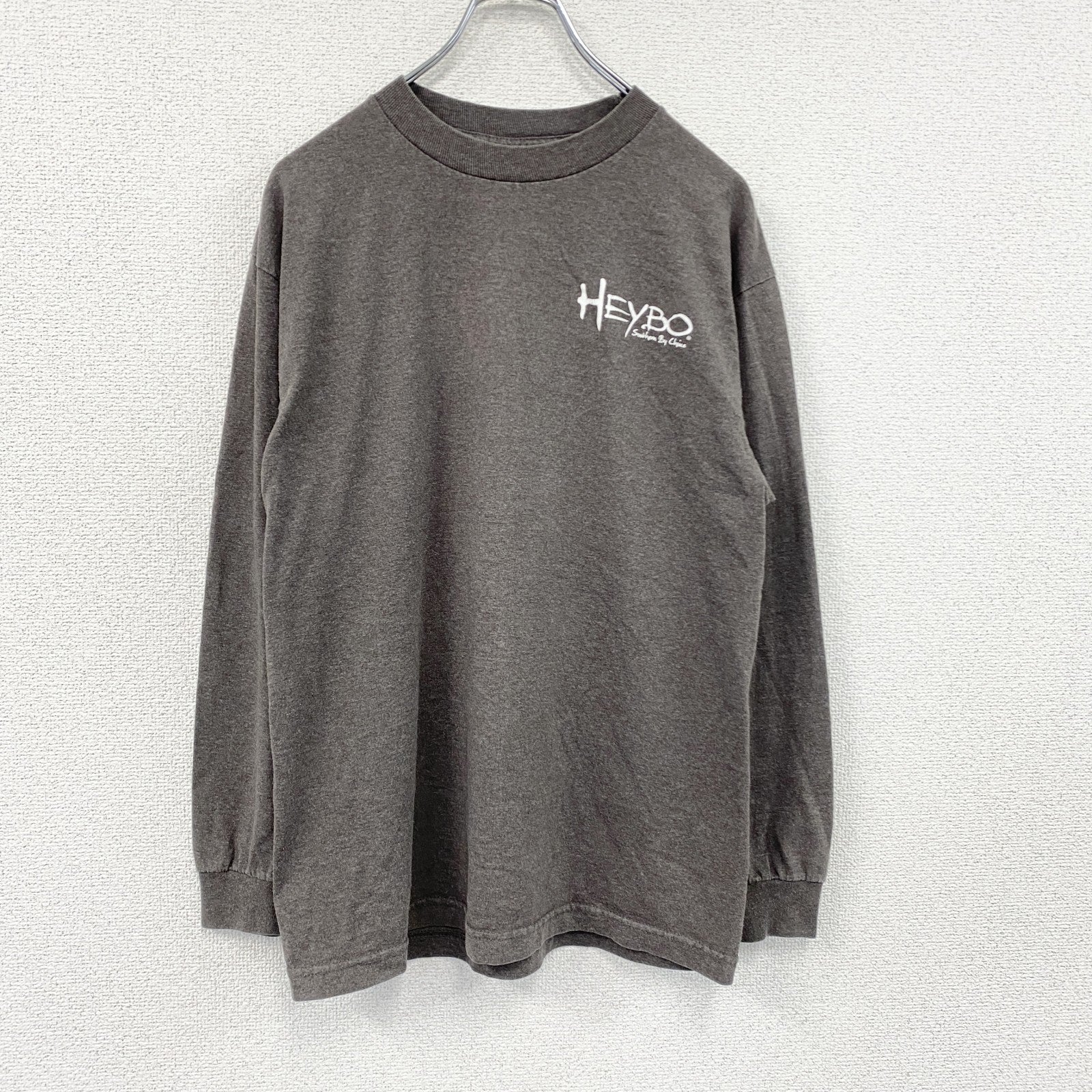 HEYBO　ヘイボ　長袖プリントアニマルTシャツ/ロンT　茶色　ブラウン　Mサイズ　古着