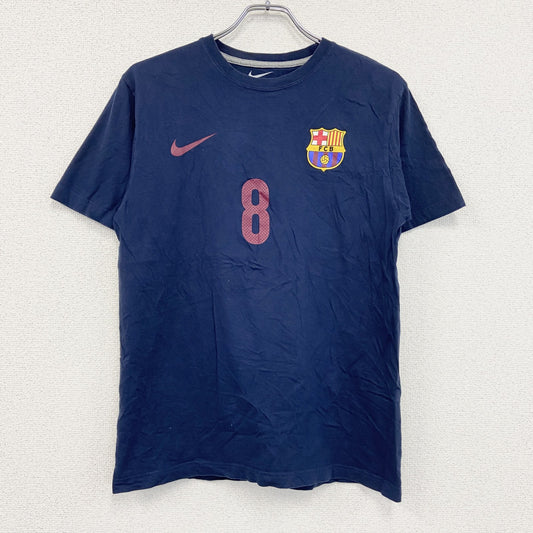 NIKE　ナイキ　FCバルセロナ　イニエスタ　半袖プリントTシャツ　紺　ネイビー　Mサイズ