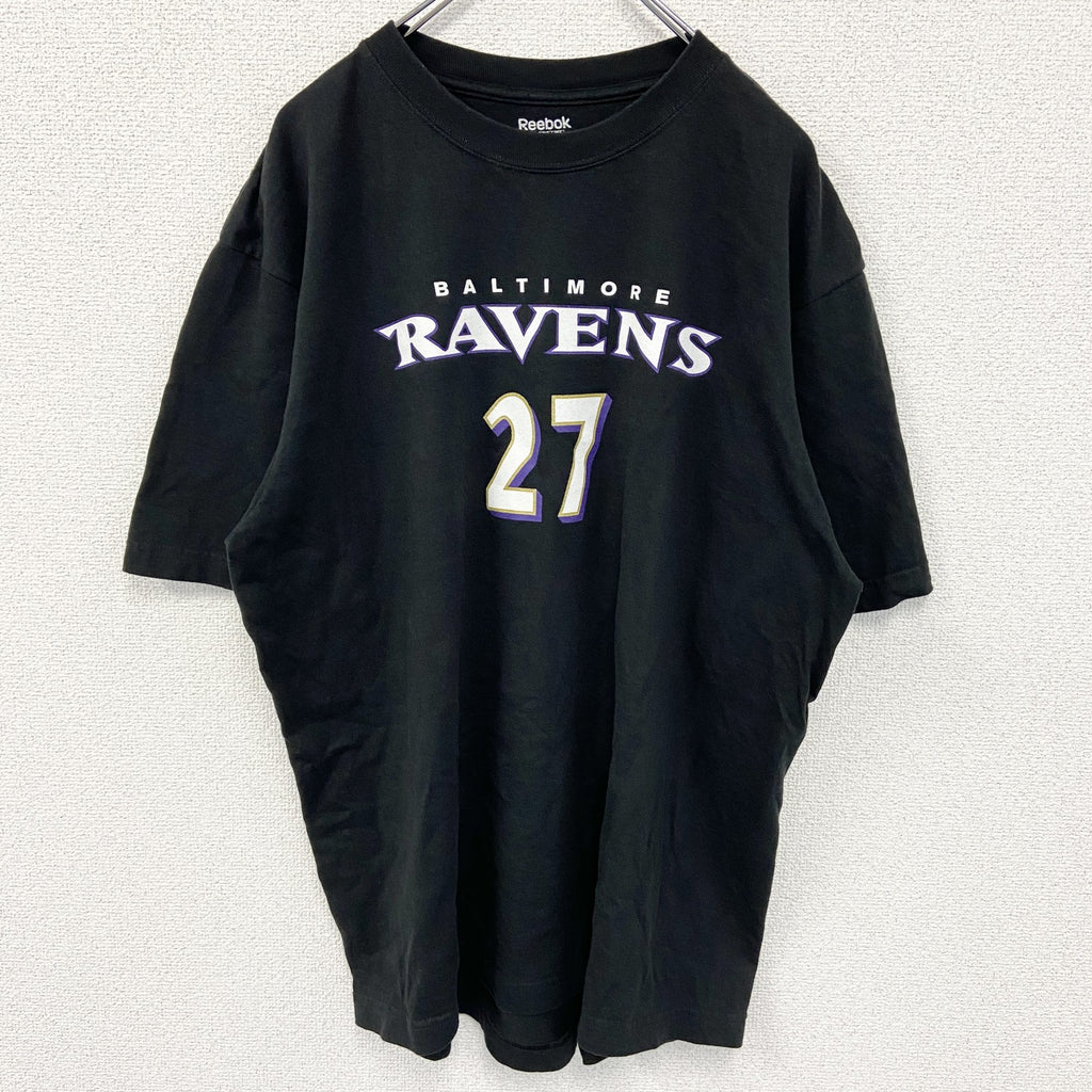 Reebok リーボック　NFL　ボルチモア・レイブンズ　RICE ライス　半袖プリントTシャツ　黒　ブラック　XLサイズ　古着