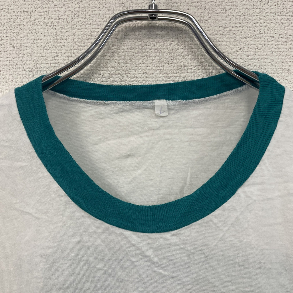 90s　半袖リンガーTシャツ　アニマルT　シングルステッチ　YANUCA CUP　ヴィンテージ　マルチカラー　Lサイズ　古着