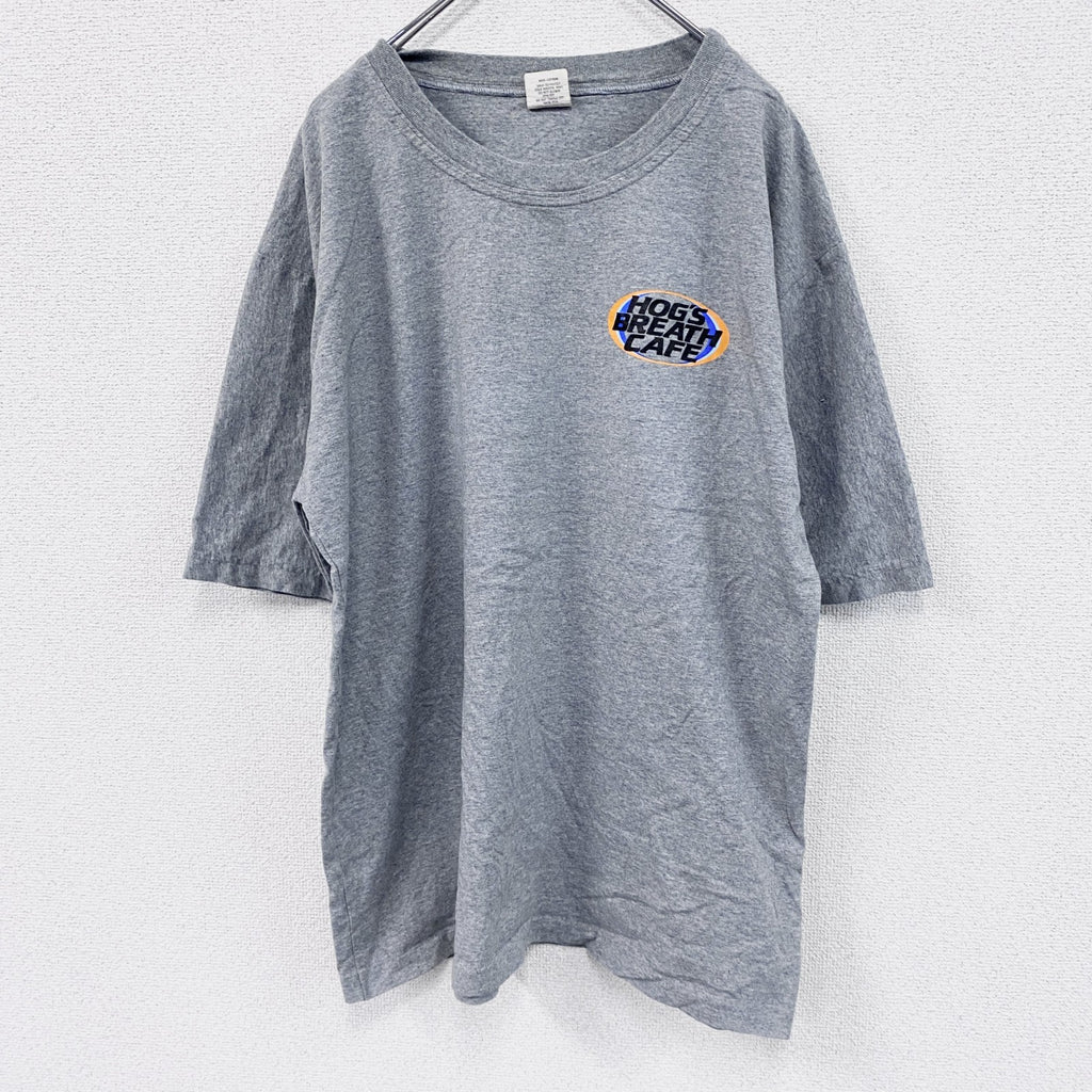 ～00s　CLOTHING　半袖プリントTシャツ　企業ロゴ　両面プリント　ヴィンテージ　灰色　グレー　Lサイズ　古着
