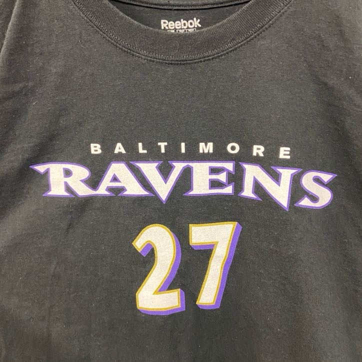 Reebok リーボック　NFL　ボルチモア・レイブンズ　RICE ライス　半袖プリントTシャツ　黒　ブラック　XLサイズ　古着