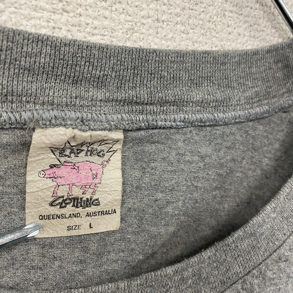 ～00s　CLOTHING　半袖プリントTシャツ　企業ロゴ　両面プリント　ヴィンテージ　灰色　グレー　Lサイズ　古着