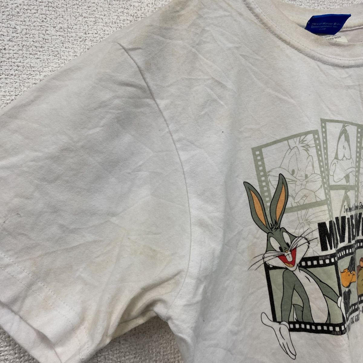 MOVIE WORLD　半袖プリントTシャツ　ワーナーブラザーズ・ムービーワールド　白　ホワイト　Sサイズ カットソー メンズ コットン 古着