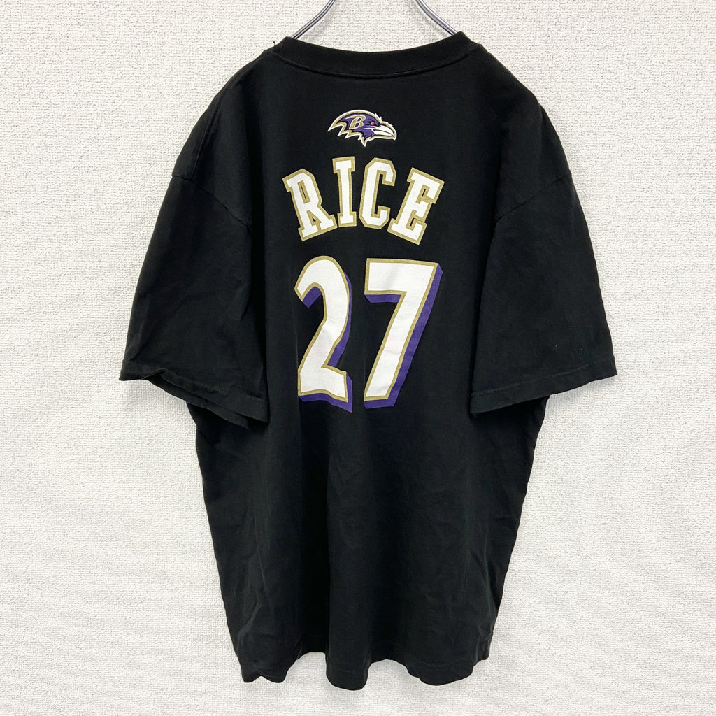 Reebok リーボック　NFL　ボルチモア・レイブンズ　RICE ライス　半袖プリントTシャツ　黒　ブラック　XLサイズ　古着