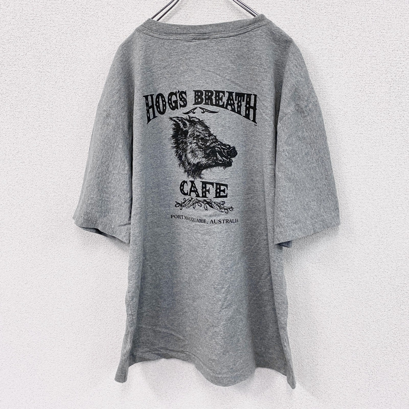 ～00s　CLOTHING　半袖プリントTシャツ　企業ロゴ　両面プリント　ヴィンテージ　灰色　グレー　Lサイズ　古着