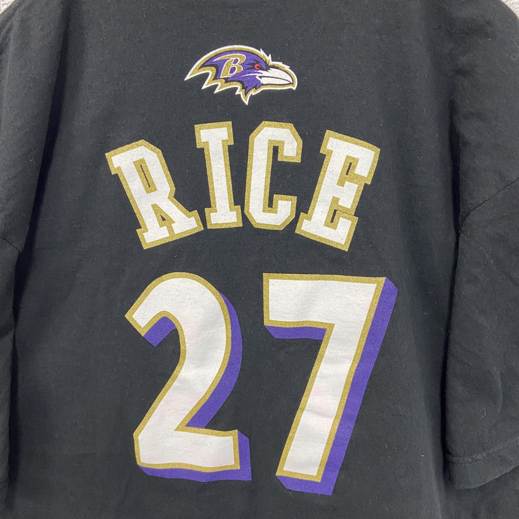 Reebok リーボック　NFL　ボルチモア・レイブンズ　RICE ライス　半袖プリントTシャツ　黒　ブラック　XLサイズ　古着