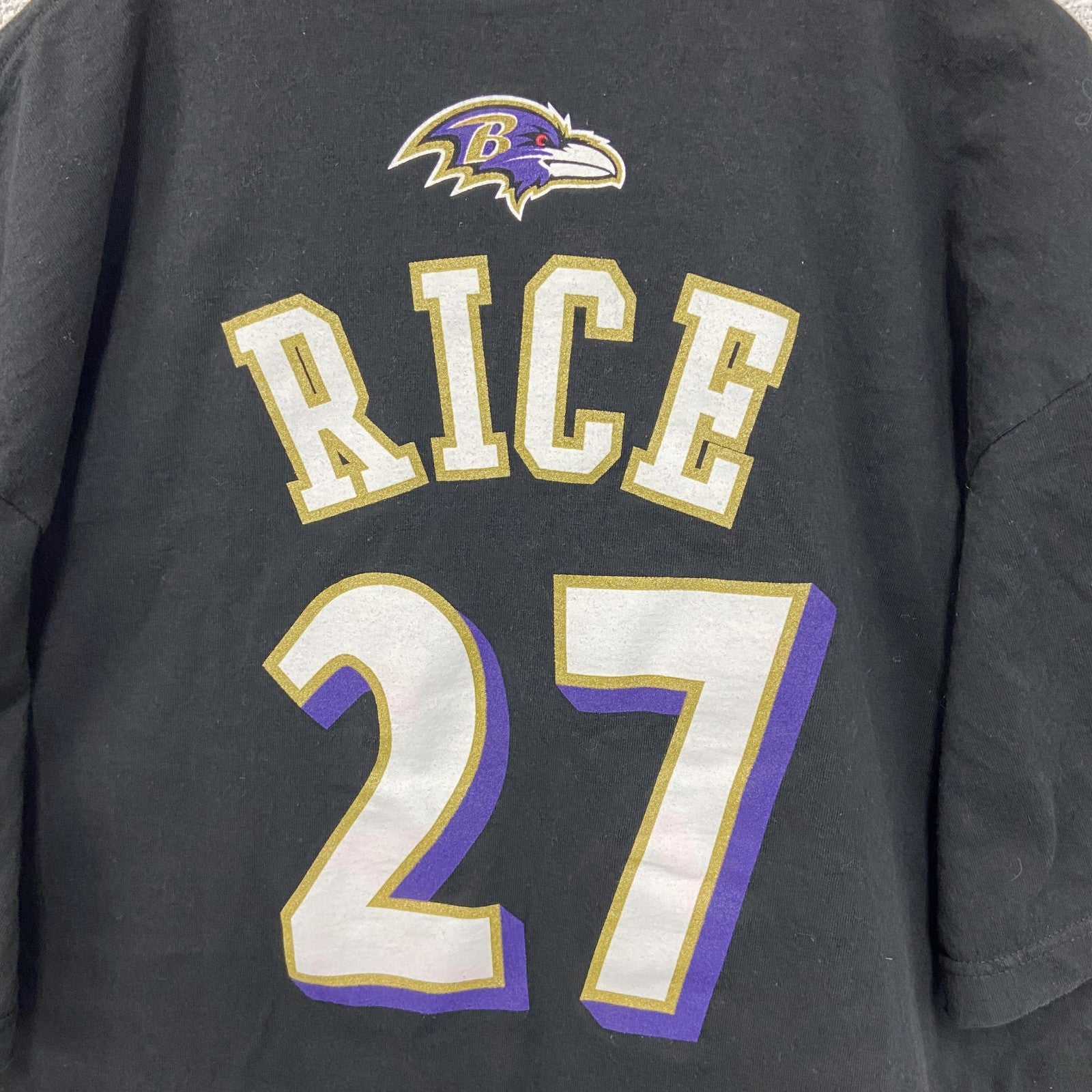 Reebok リーボック　NFL　ボルチモア・レイブンズ　RICE ライス　半袖プリントTシャツ　黒　ブラック　XLサイズ　古着