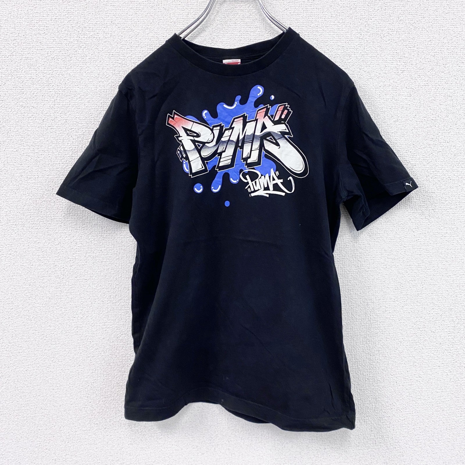 PUMA　プーマ　半袖プリントTシャツ　黒　ブラック　XXLサイズ　古着