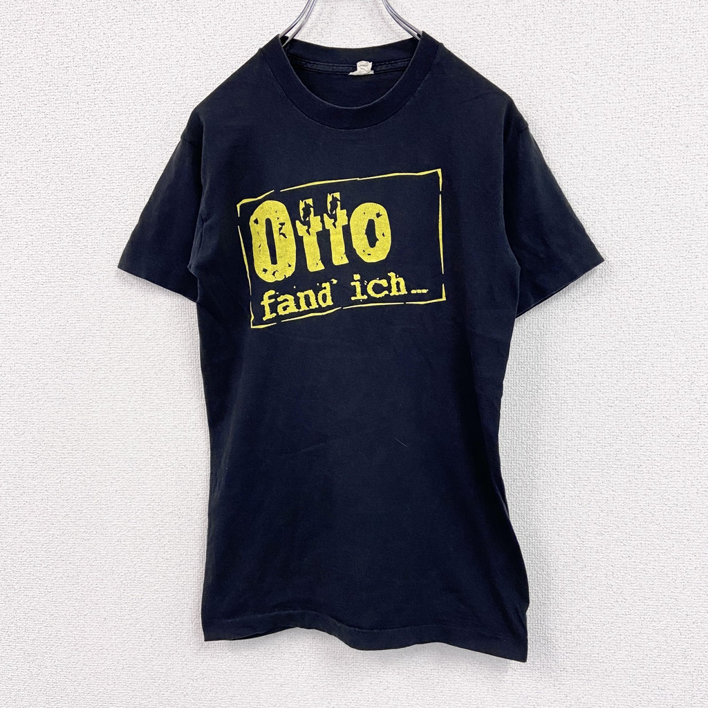～90s　半袖プリントTシャツ　メッセージT　英字プリント　シングルステッチ　ヴィンテージ　黒　ブラック　古着