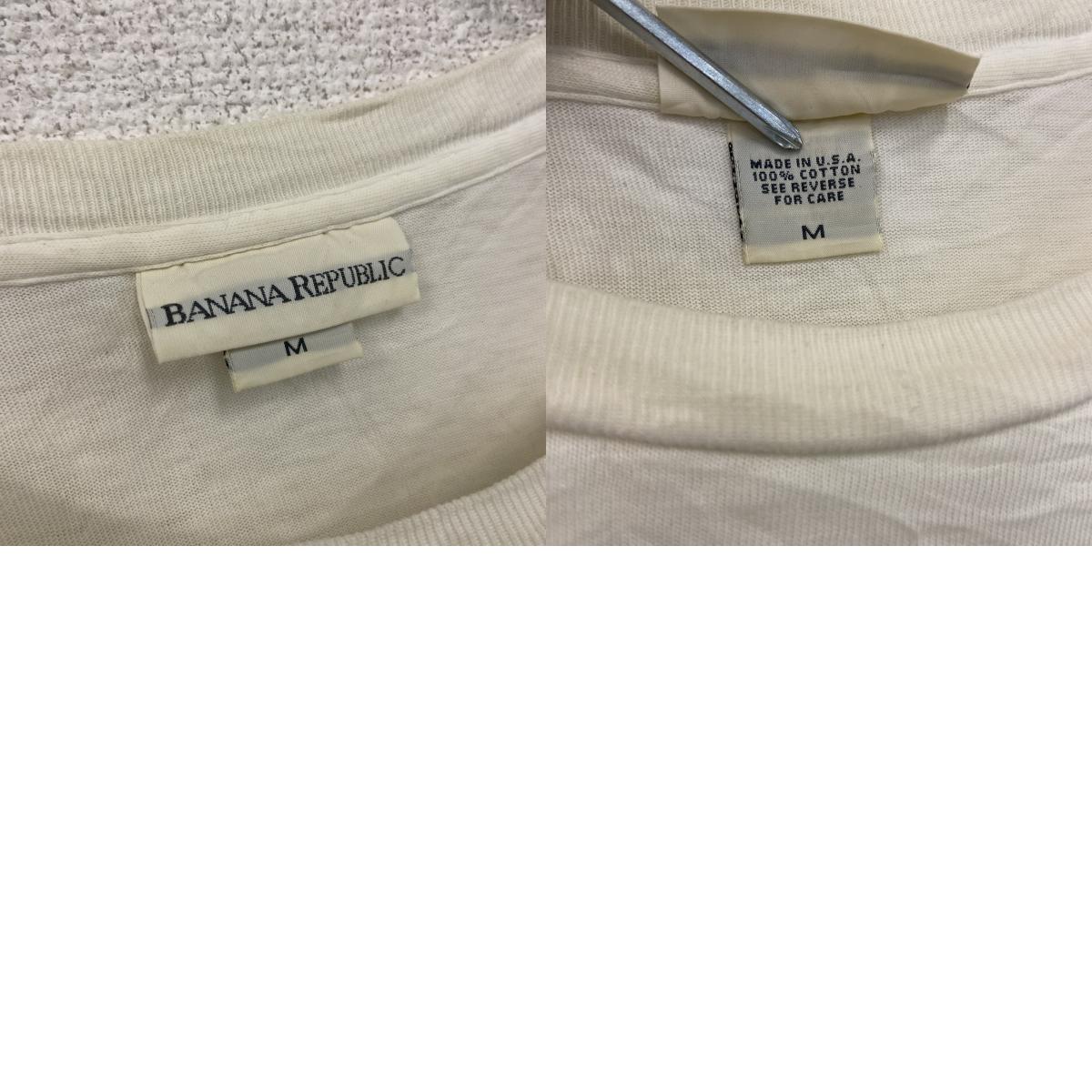 BANANA REPUBLIC　バナナリパブリック　半袖プリントTシャツ　シングルステッチ　ヴィンテージ　白　ホワイト　Mサイズ　古着