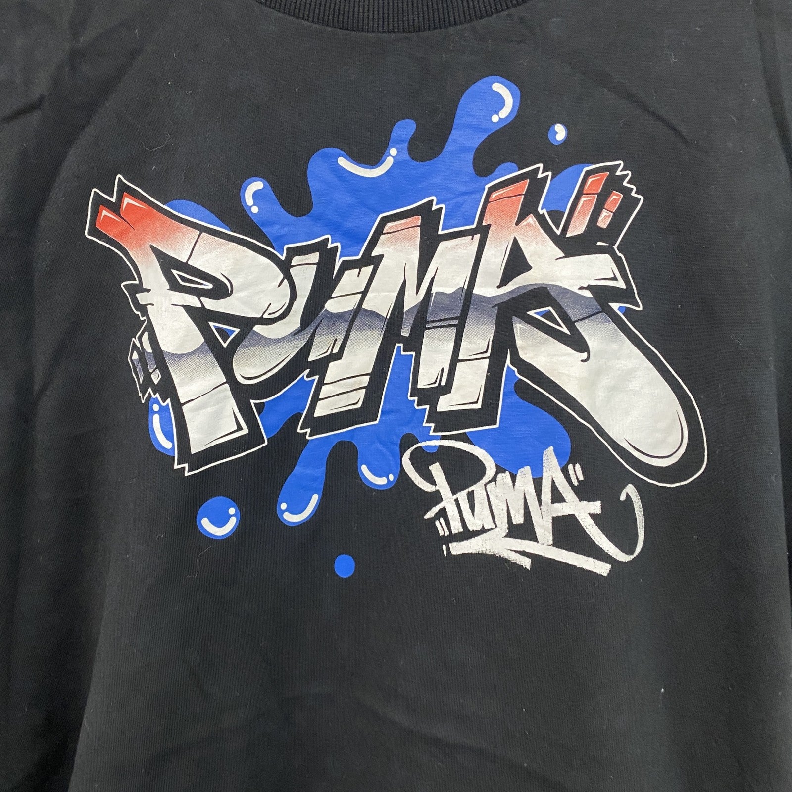 PUMA　プーマ　半袖プリントTシャツ　黒　ブラック　XXLサイズ　古着