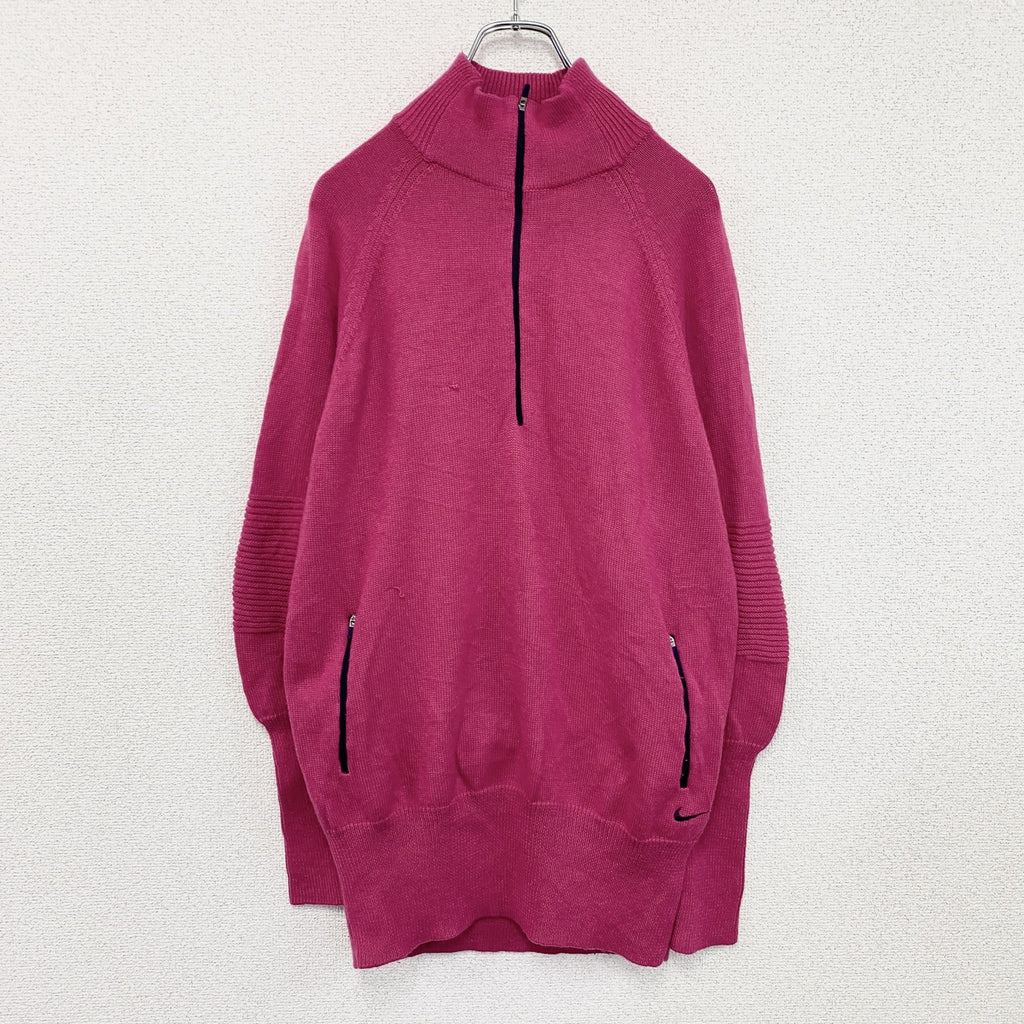 NIKE GOLF　ナイキゴルフ　ハーフジップウールニットセーター　ピンク　Lサイズ　古着