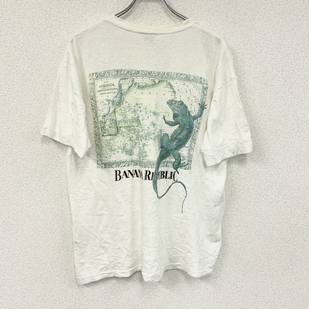 BANANA REPUBLIC　バナナリパブリック　半袖プリントTシャツ　シングルステッチ　ヴィンテージ　白　ホワイト　Mサイズ　古着