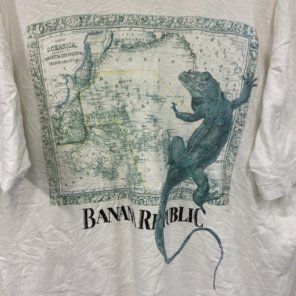 BANANA REPUBLIC　バナナリパブリック　半袖プリントTシャツ　シングルステッチ　ヴィンテージ　白　ホワイト　Mサイズ　古着