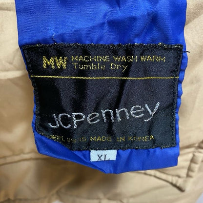 古着 used　JCPenney　長袖中綿ジップアップブルゾン　厚手ジャンパー　ベージュ　秋冬服　ビッグシルエット　XLサイズ