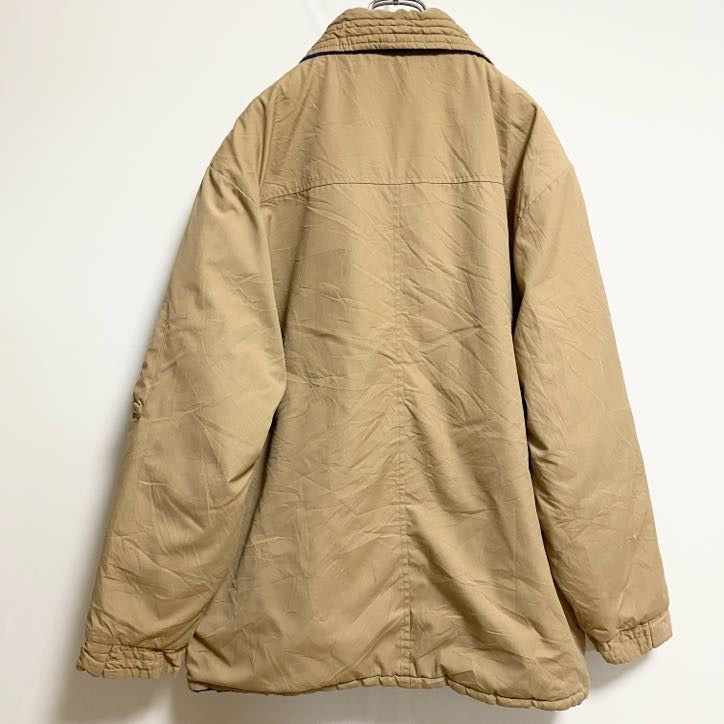 古着 used　JCPenney　長袖中綿ジップアップブルゾン　厚手ジャンパー　ベージュ　秋冬服　ビッグシルエット　XLサイズ