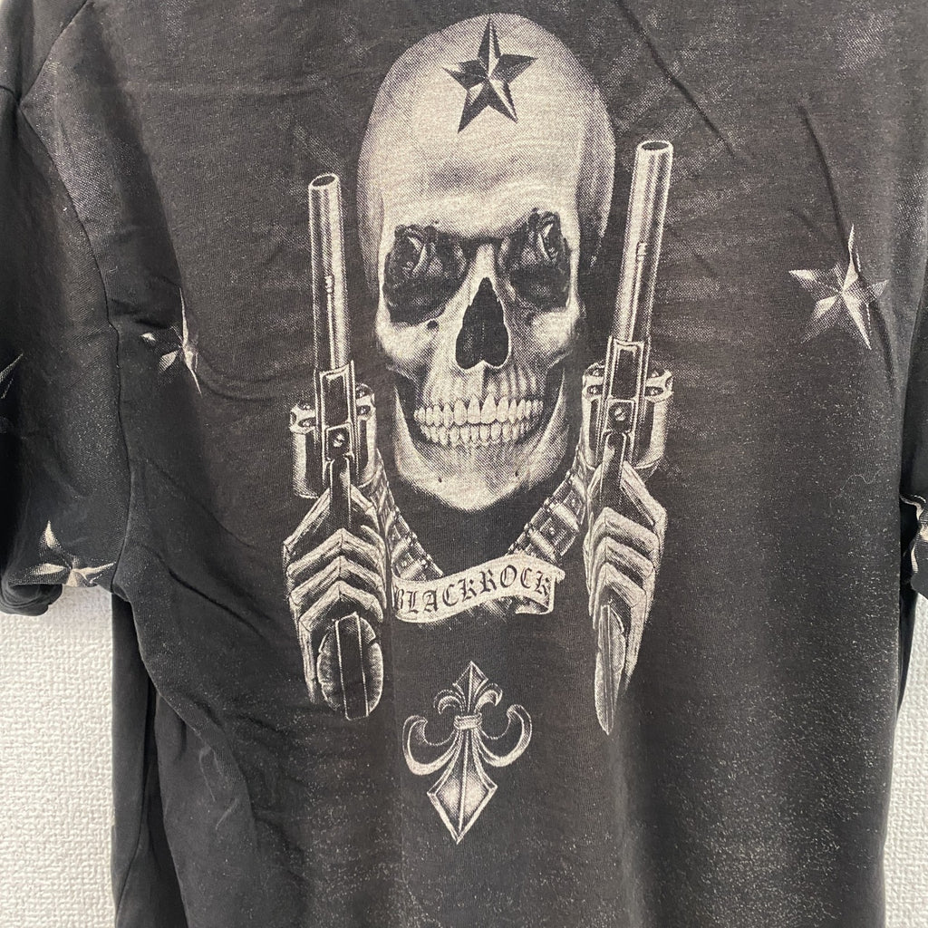 BLACK ROCK　ブラック ロック　半袖プリントTシャツ　ドクロ　ラインストーン　黒　ブラック　Sサイズ　古着