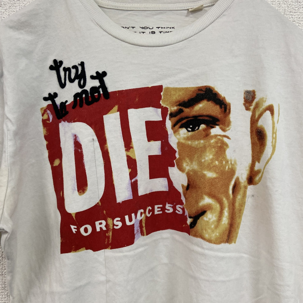 DIESEL　ディーゼル　半袖プリントTシャツ　シングルステッチ　白　ホワイト　Sサイズ　古着