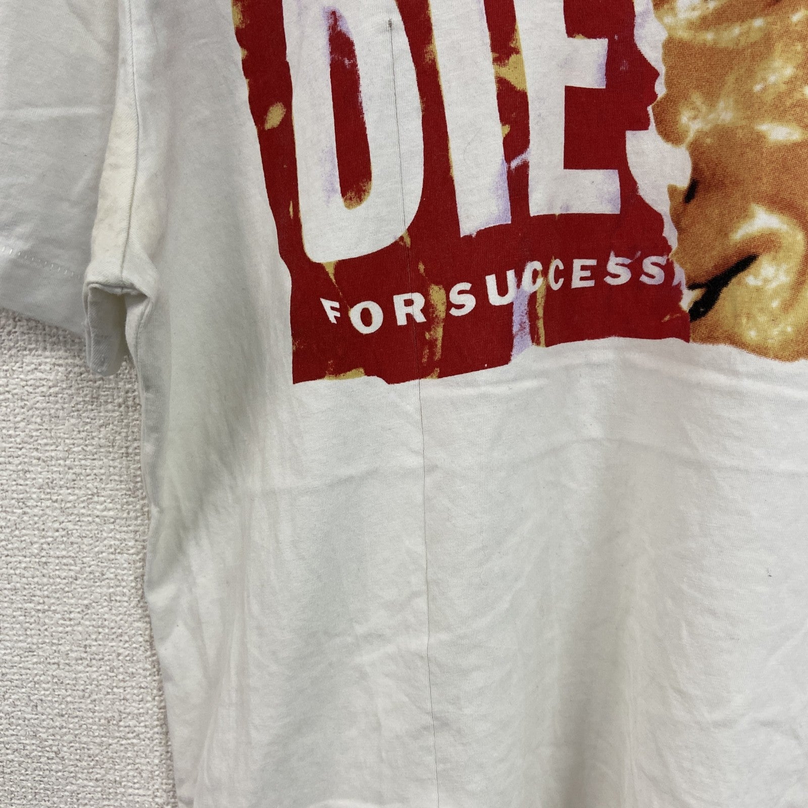 DIESEL　ディーゼル　半袖プリントTシャツ　シングルステッチ　白　ホワイト　Sサイズ　古着