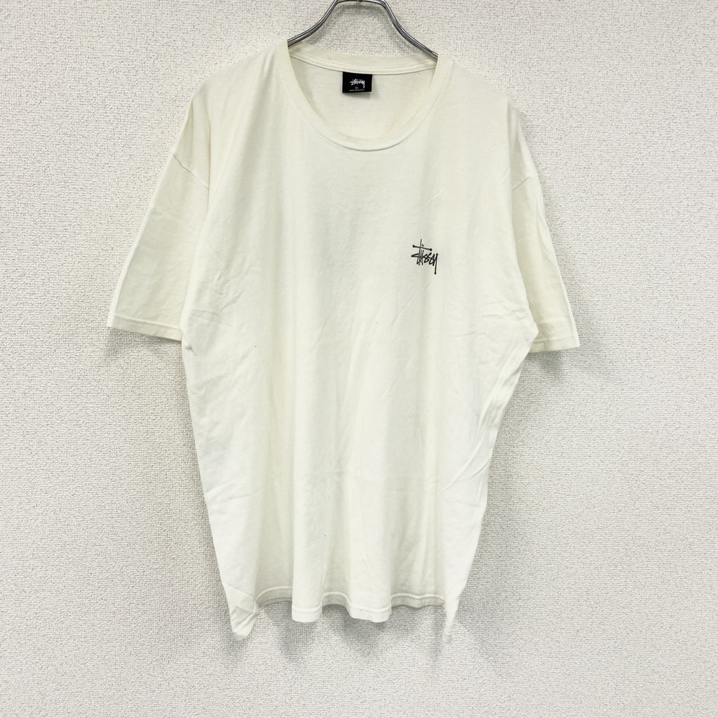 STUSSY　ステューシー　半袖プリントTシャツ　白　ホワイト　XLサイズ　古着