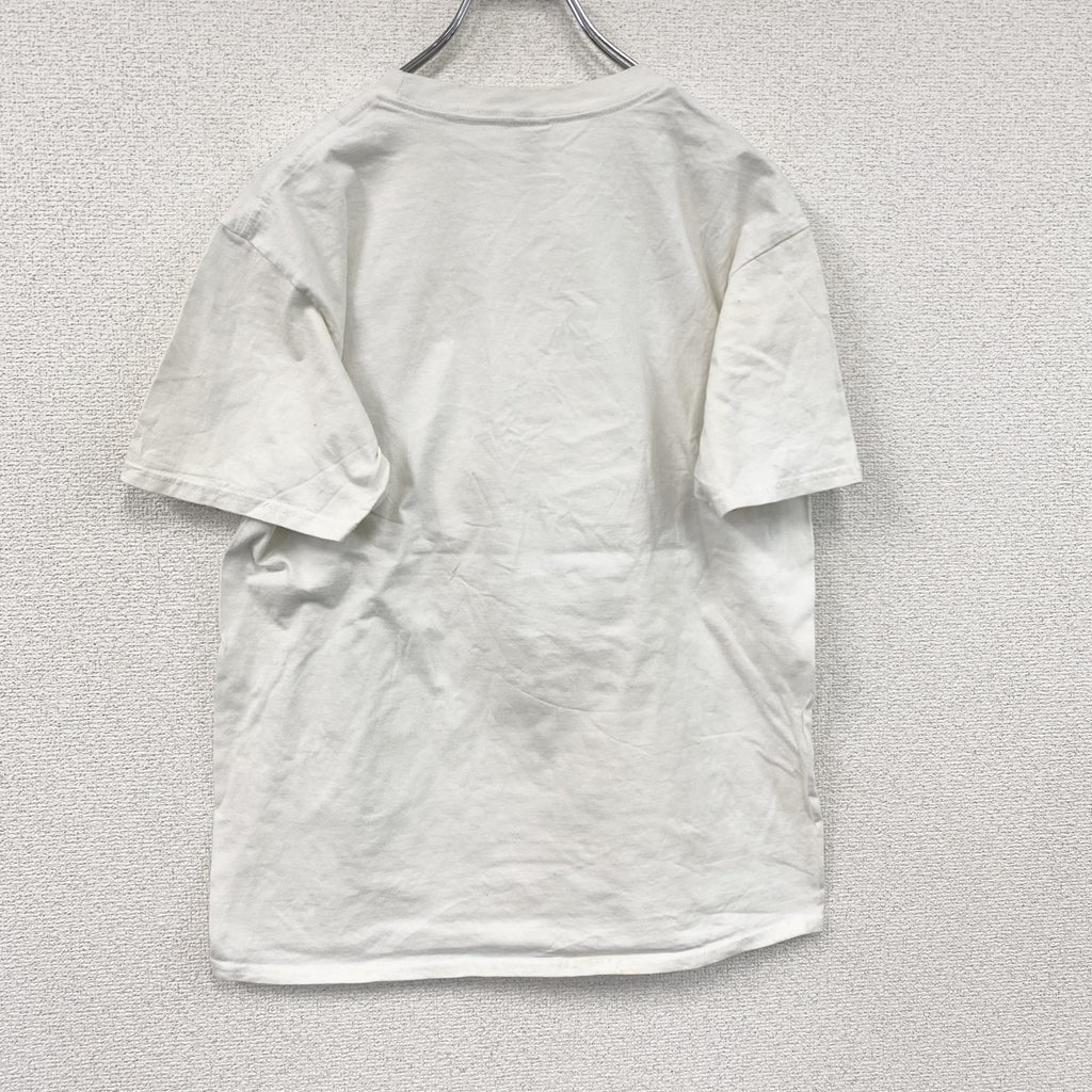 GILDAN　ギルダン　半袖プリントTシャツ　人物T　誰やねん　白　ホワイト　Mサイズ　古着