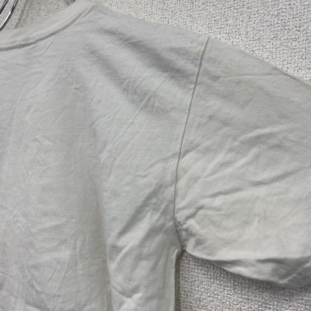 GILDAN　ギルダン　半袖プリントTシャツ　人物T　誰やねん　白　ホワイト　Mサイズ　古着