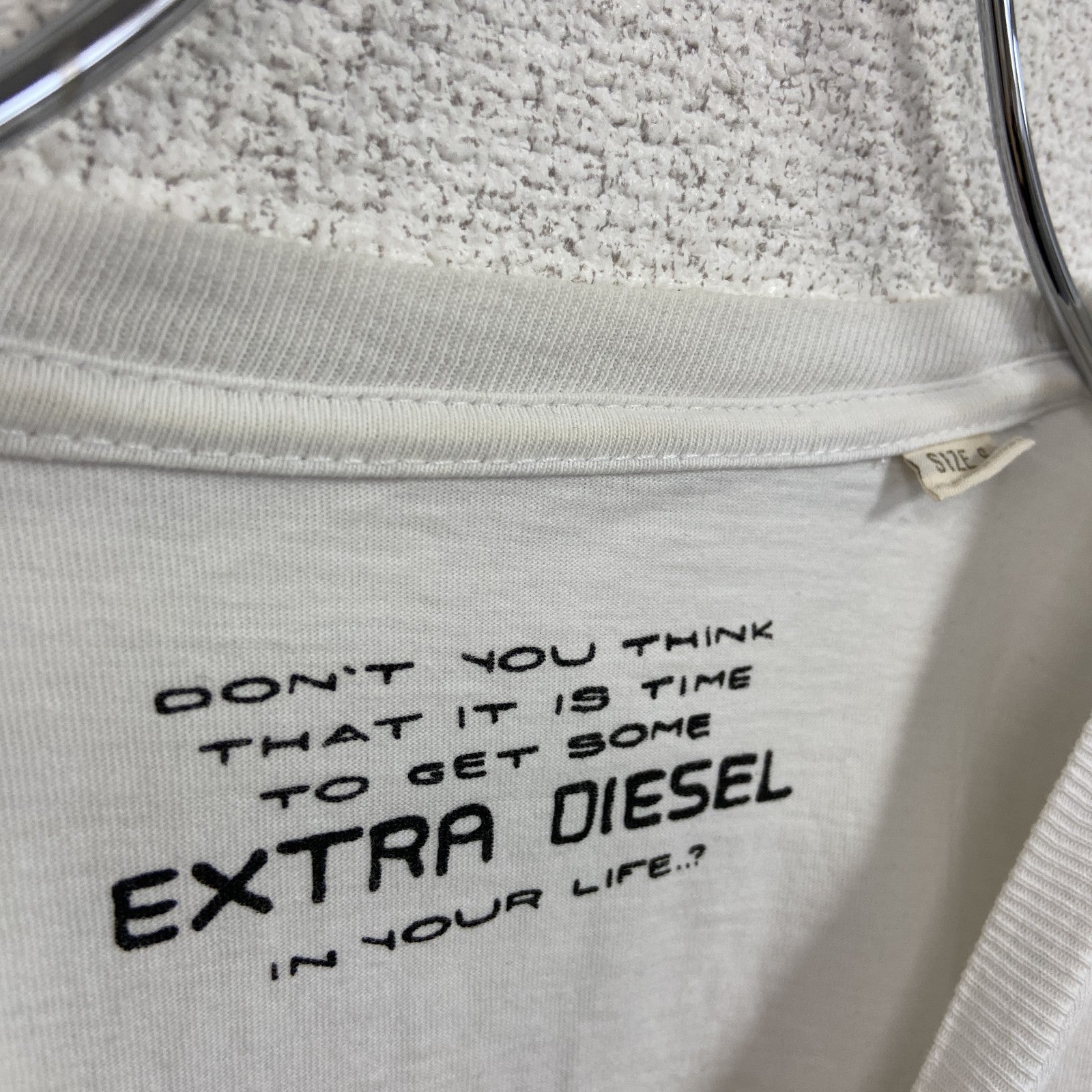 DIESEL　ディーゼル　半袖プリントTシャツ　シングルステッチ　白　ホワイト　Sサイズ　古着
