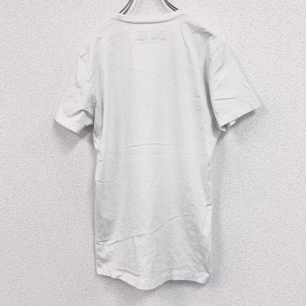DIESEL　ディーゼル　半袖プリントTシャツ　シングルステッチ　白　ホワイト　Sサイズ　古着