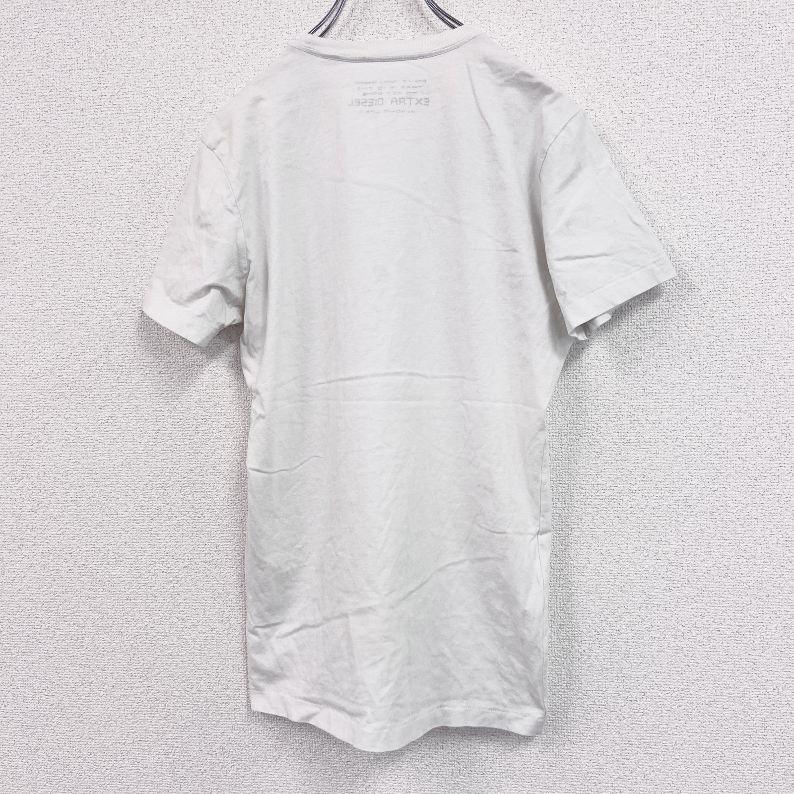 DIESEL　ディーゼル　半袖プリントTシャツ　シングルステッチ　白　ホワイト　Sサイズ　古着