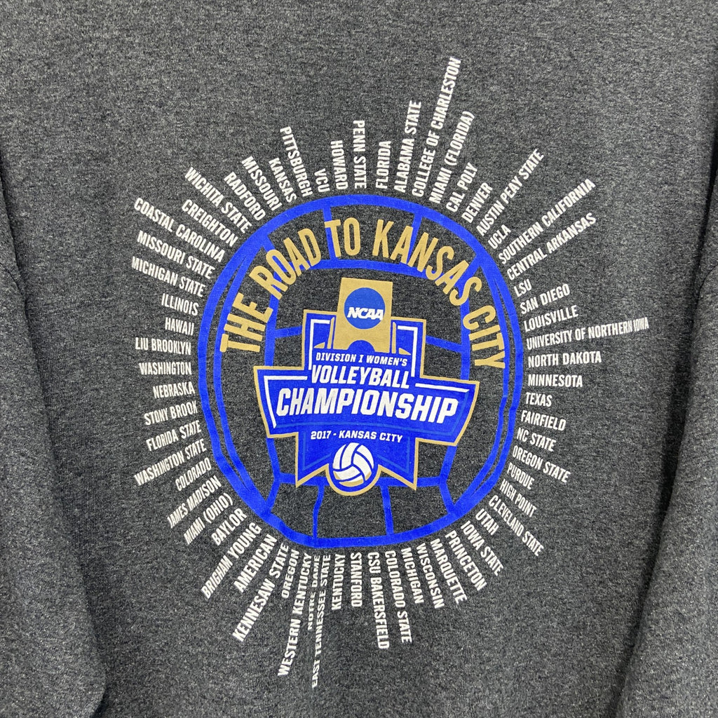 Champion　チャンピオン　NCAA　長袖プリントTシャツ　灰色　グレー　XLサイズ　古着