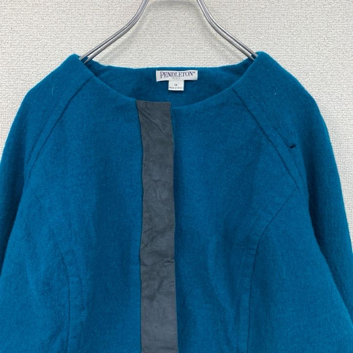 00s　PENDELTON　ペンドルトン　ノーカラーウールジャケット　比翼仕立て　青　ブルー　１Xサイズ　古着