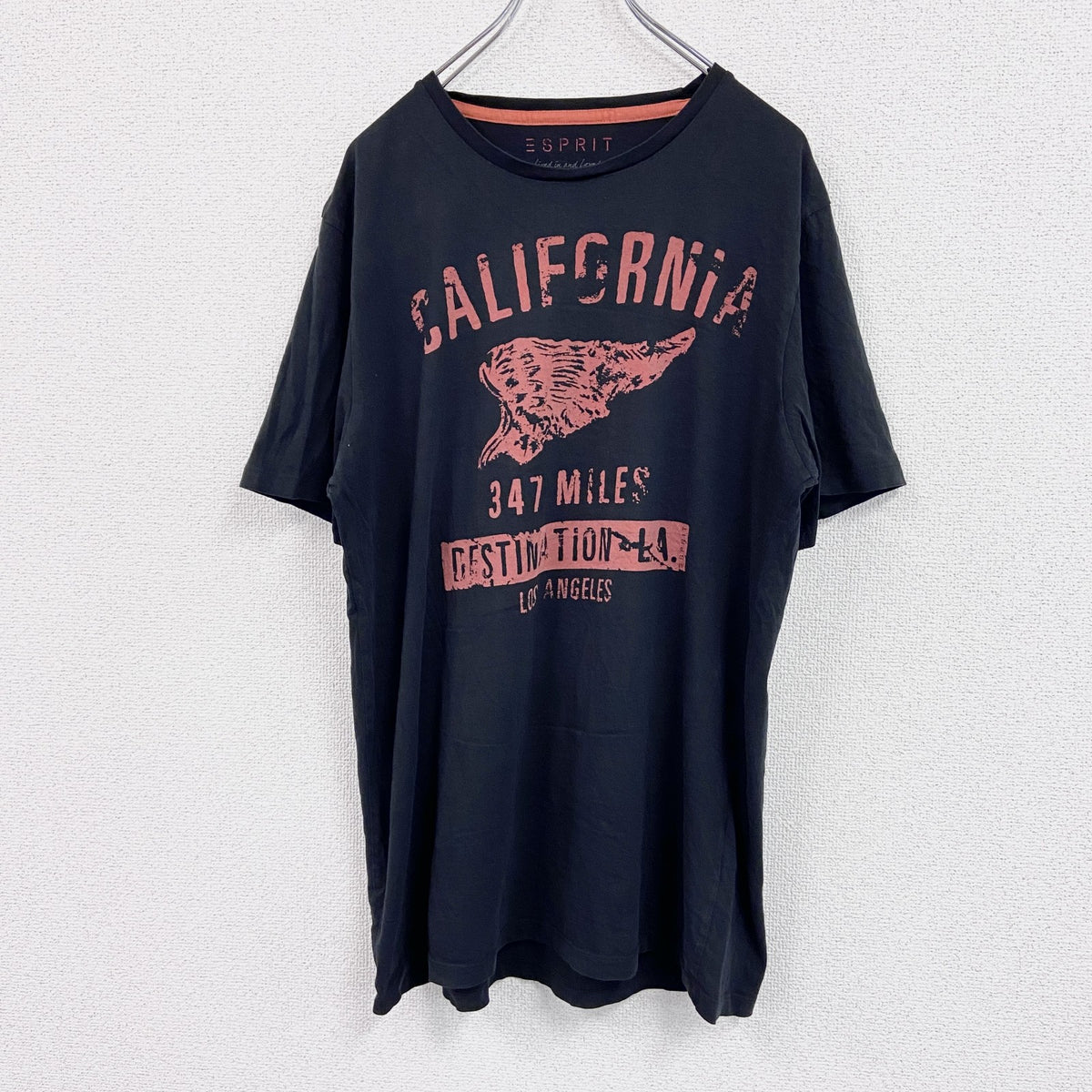 ESPRIT　半袖プリントTシャツ　黒　ブラック　XLサイズ　古着