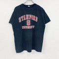 90s～　anvil　アンヴィルl　半袖Tシャツ　スタンフォード大学　カレッジロゴ　3連プリント　黒　ブラック　Lサイズ　　ヴィンテージ　古着