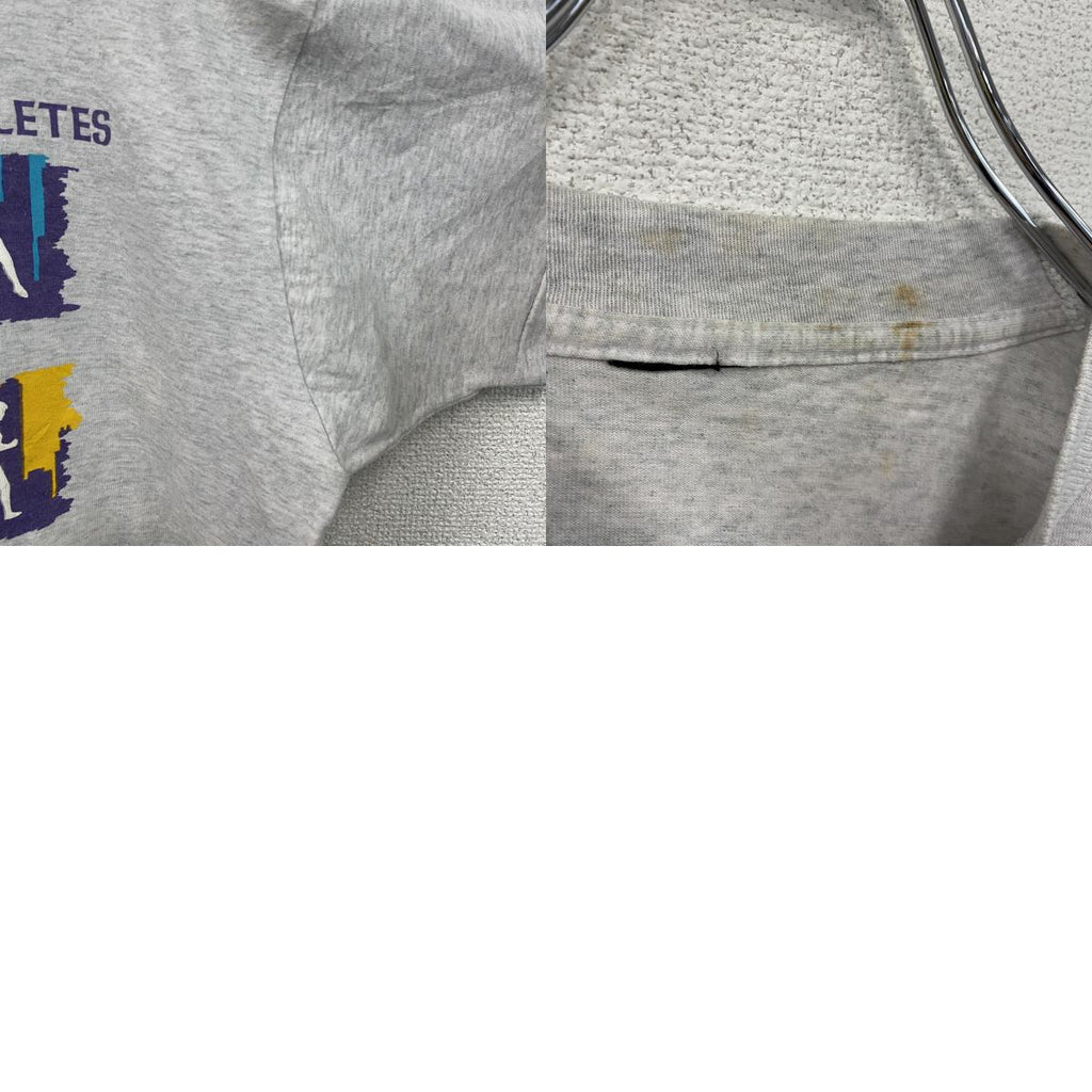 ～90s　半袖プリントTシャツ　シングルステッチ　ヴィンテージ　スポーツ　灰色　グレー　古着