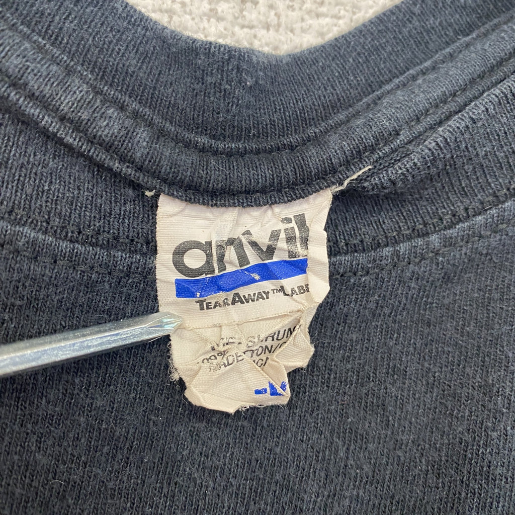 90s～　anvil　アンヴィルl　半袖Tシャツ　スタンフォード大学　カレッジロゴ　3連プリント　黒　ブラック　Lサイズ　　ヴィンテージ　古着