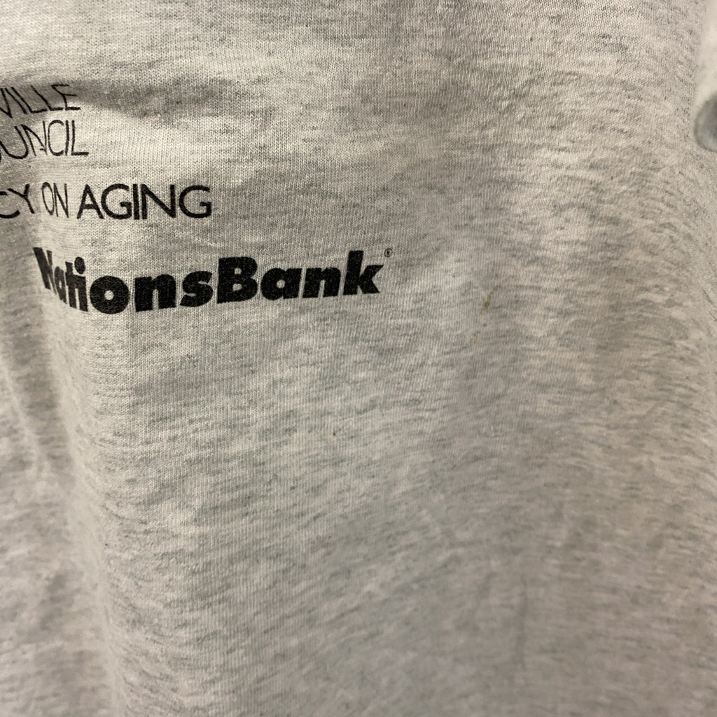 ～90s　半袖プリントTシャツ　シングルステッチ　ヴィンテージ　スポーツ　灰色　グレー　古着